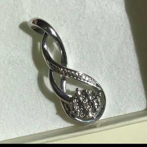 925 Sterling Silver Diamond Swirl Pendant